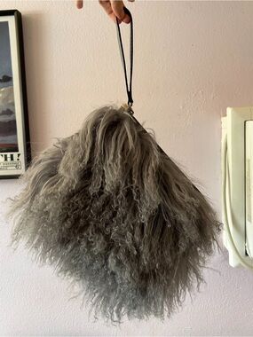 NWT PATRICIA NASH RARE Cassini Tibetan Lamb Fur & Leather Wristlet Bag